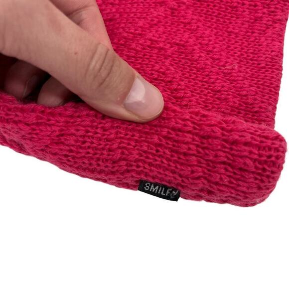 Smiley‎ Beanie 100% Wool Cap Pink Sock Hat Mountain Outdoor - Picture 5 of 7